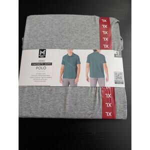 Men's Stretch Pique Polo Shirt Classic Fit Gray Size XL